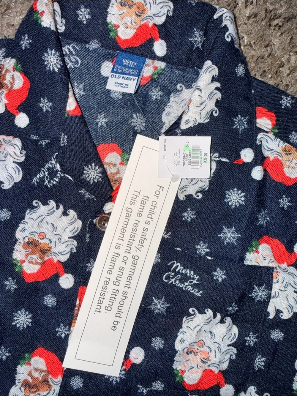 Old Navy Navy & Red Santa Print Men’s Button-Up Shirt